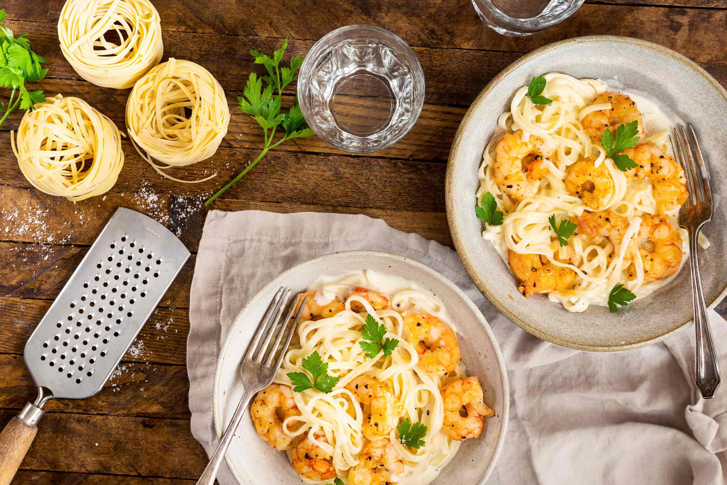 Shrimp Alfredo Linguini | Québon