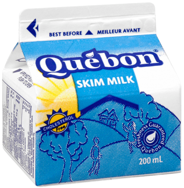 Lait blanc écrémé 200 mL Québon