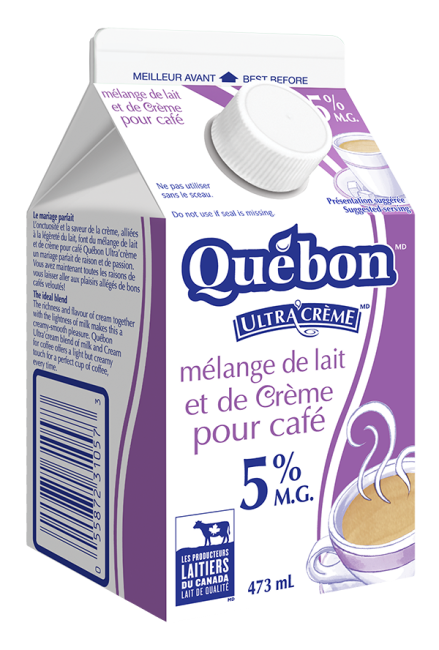 Québon Mélange de crème et de lait pour café 5 % 473 ml