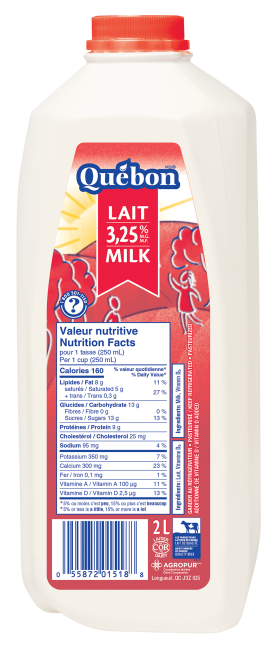  Québec Lait 3.25% 2L plastique