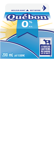 Lait blanc écrémé 200 mL Québon