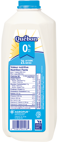 Québon Lait écrémé 2L jug