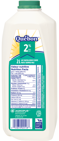 Québec Lait 2% 2L jug