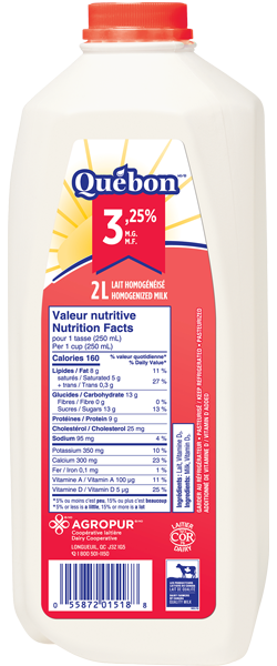 Québec Lait 3.25% 2L jug