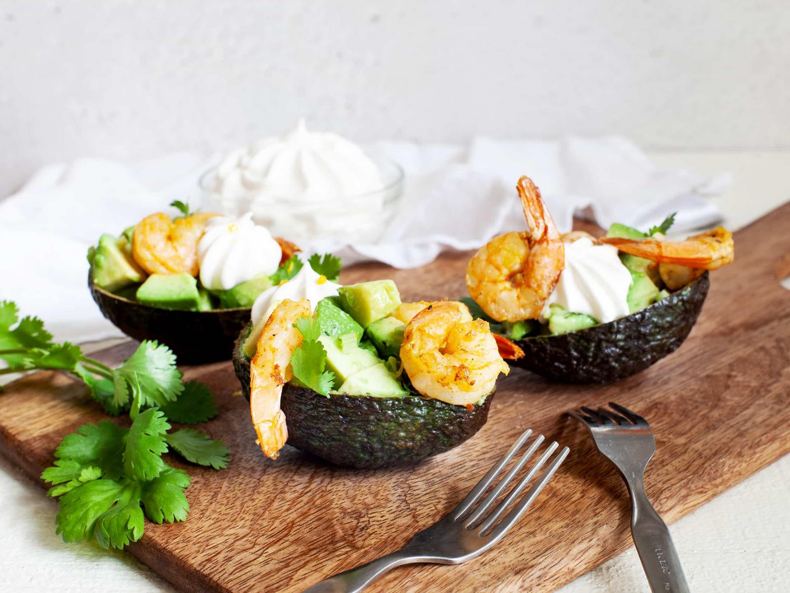 Salade d’avocats et de crevettes épicées - Avocado and Spicy Shrimp Salad